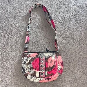 Vera Bradley Pink and Brown Floral Crossbody Bag